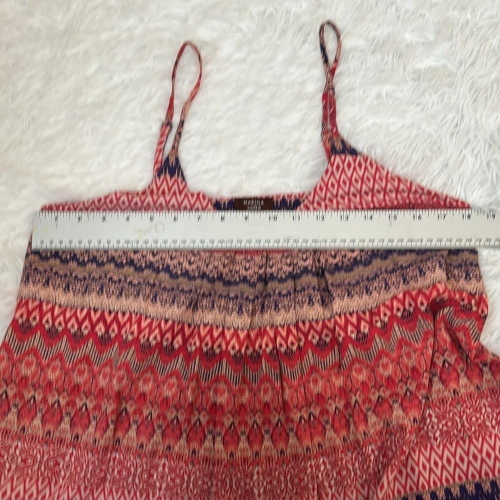 Marina Luna Maxi Dress S Red Boho Spaghetti Strap Summer Beach Cottage Vacation - Picture 6 of 10
